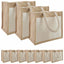 Jute håndtasker med lomme 10 Natur og hvid 26 x 22 x 14 cm