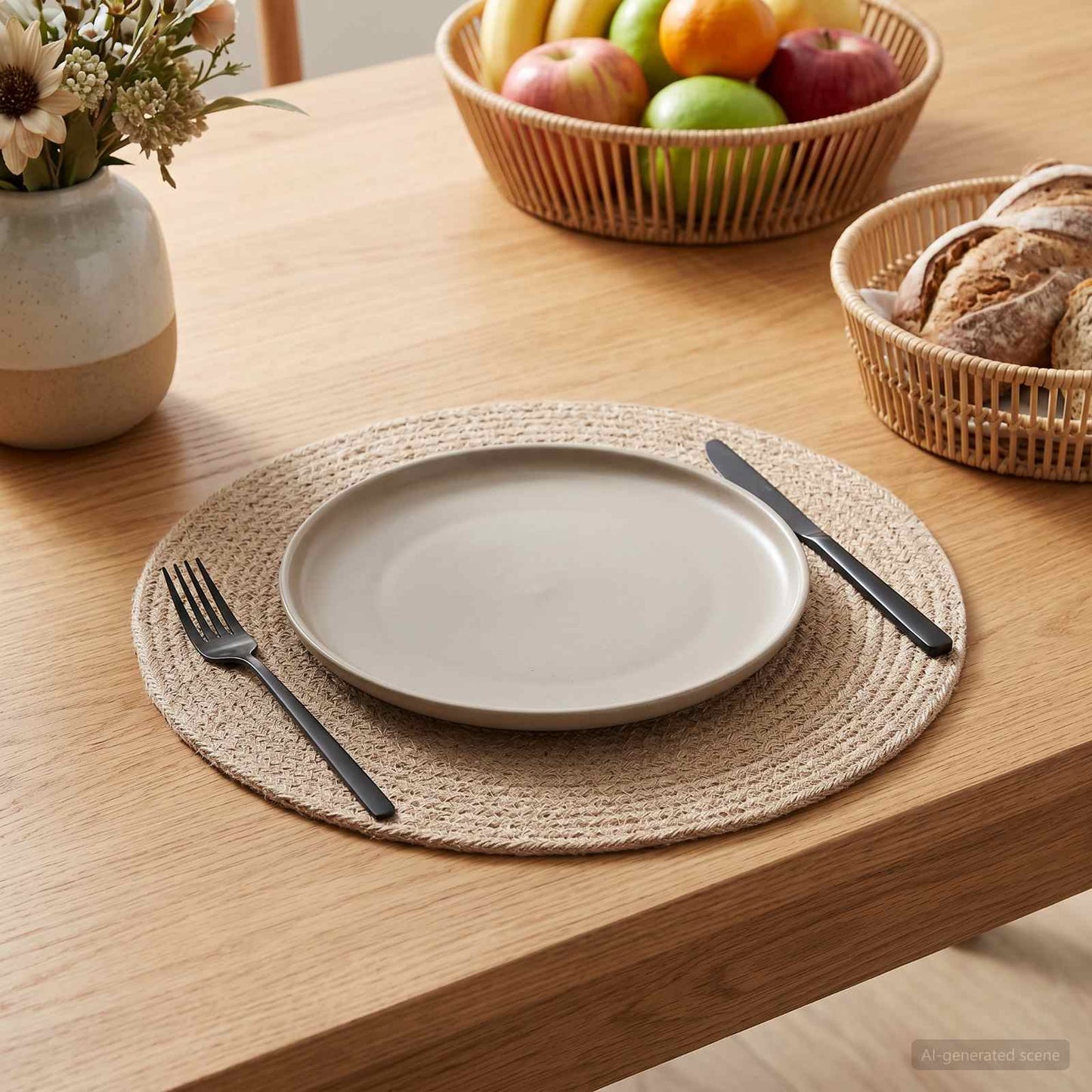 Jute dækkeservietter 4 stk. Naturfarvet 100% Tossa jute