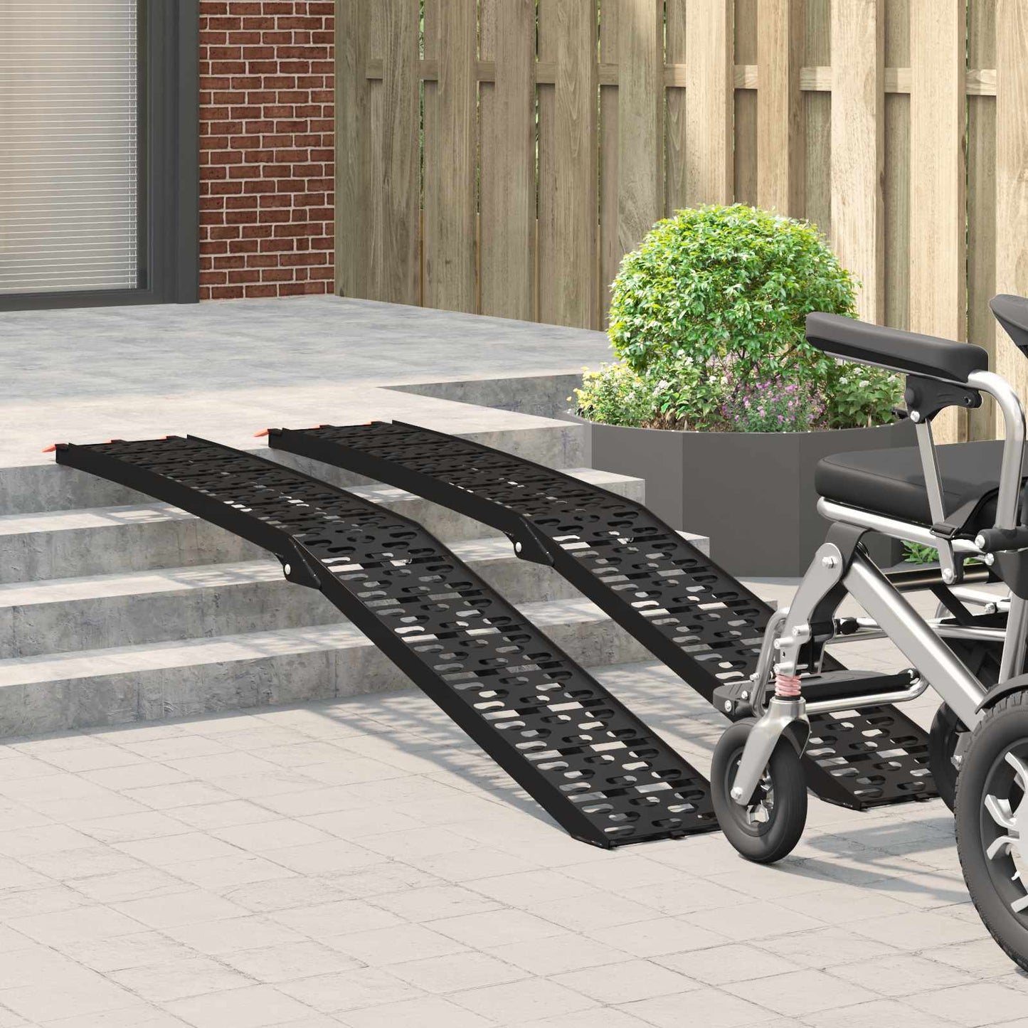 Sammenfoldelig motorcykelrampe 340 kg pr. rampe 2 pcs Sort