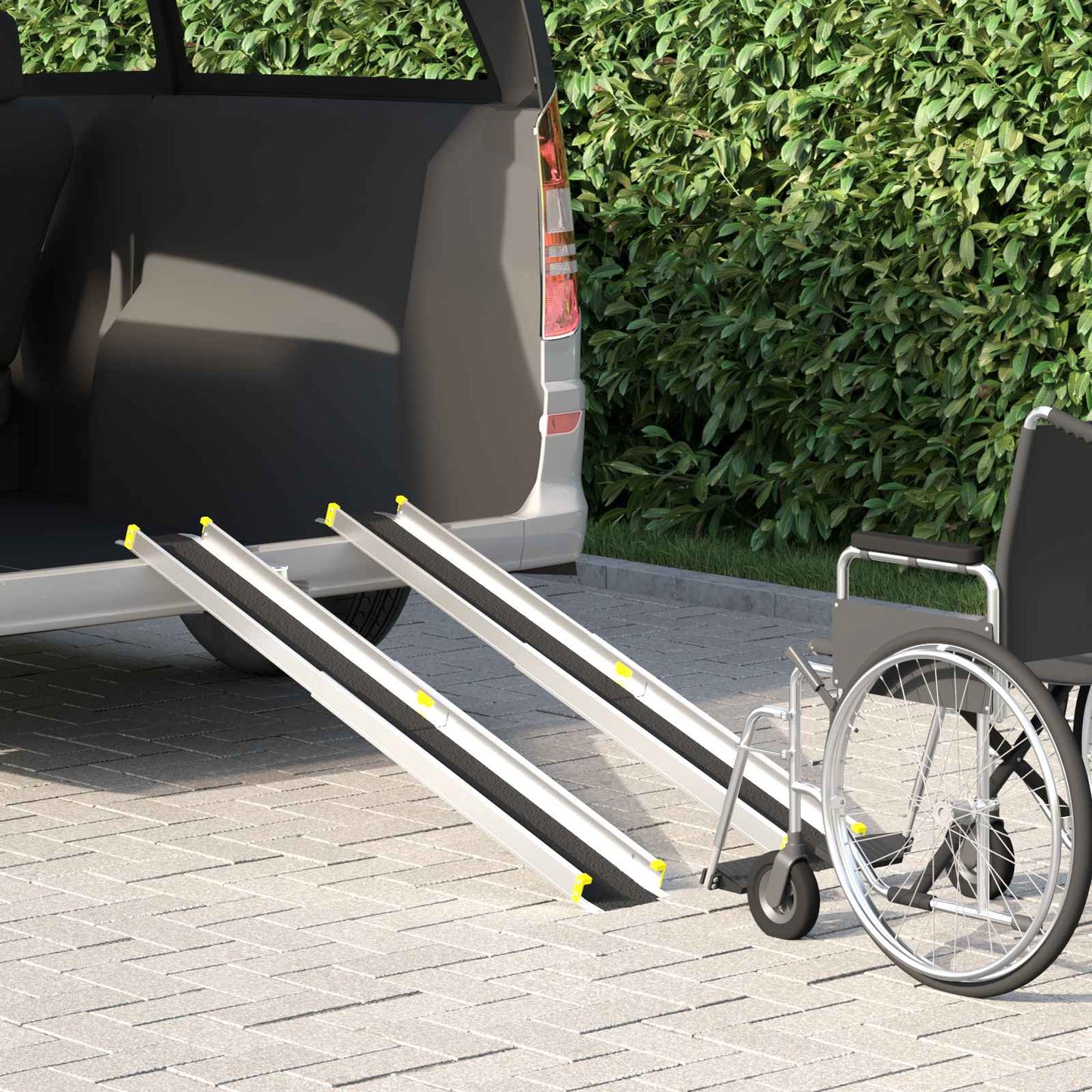 Rampe til kørestol 270 kg 2 stk. Sort 270 kg per sæde Aluminium