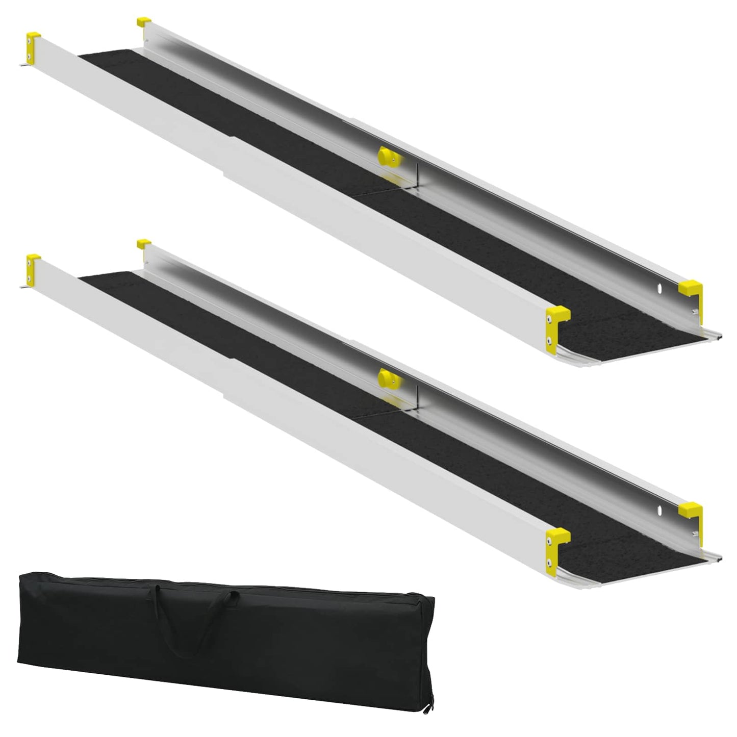 Rampe til kørestol 270 kg 2 stk. Sort 270 kg per sæde Aluminium