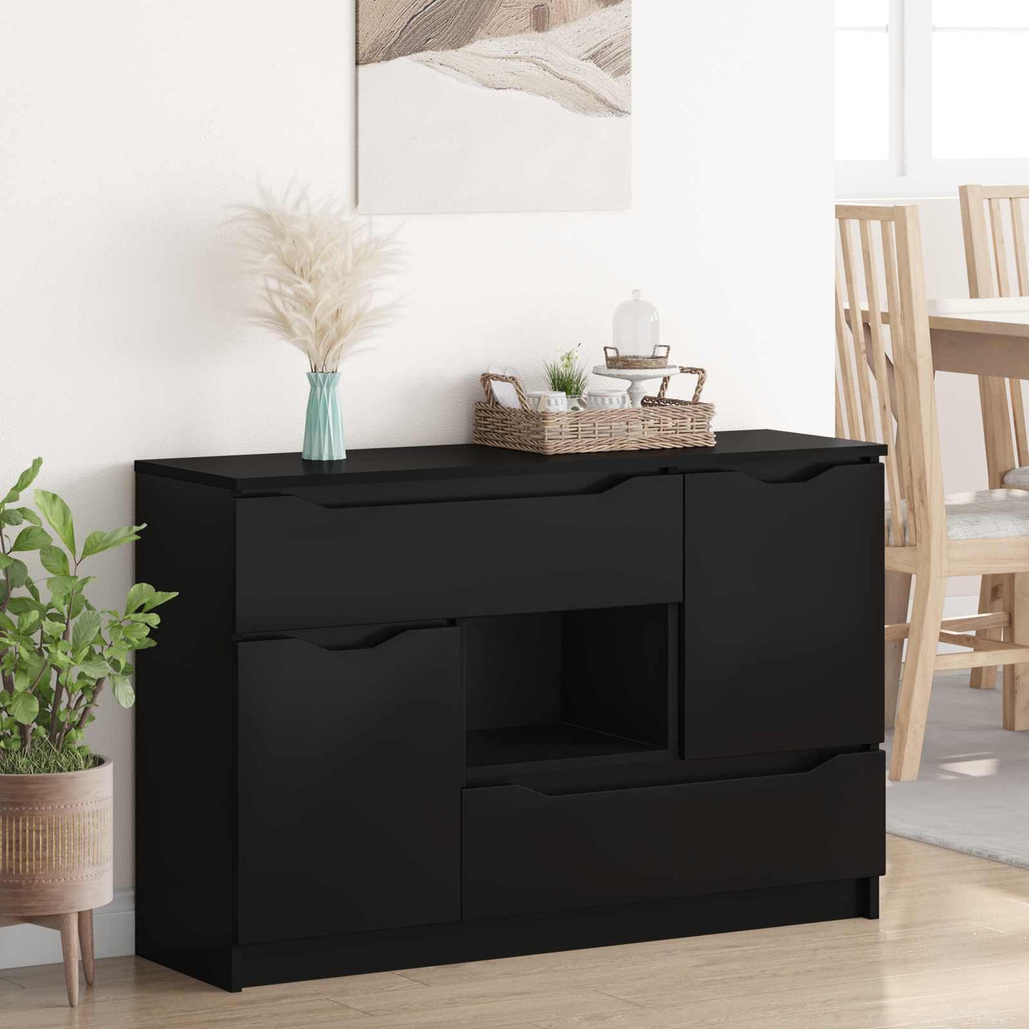 Sideboard med skuffe Sort 100 x 30 x 65,6 Konstrueret træ