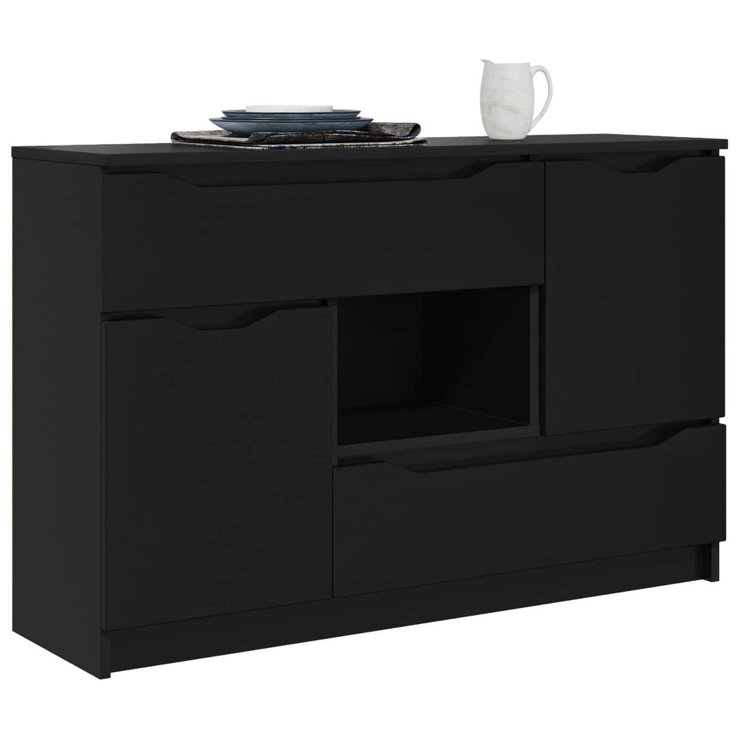 Sideboard med skuffe Sort 100 x 30 x 65,6 Konstrueret træ