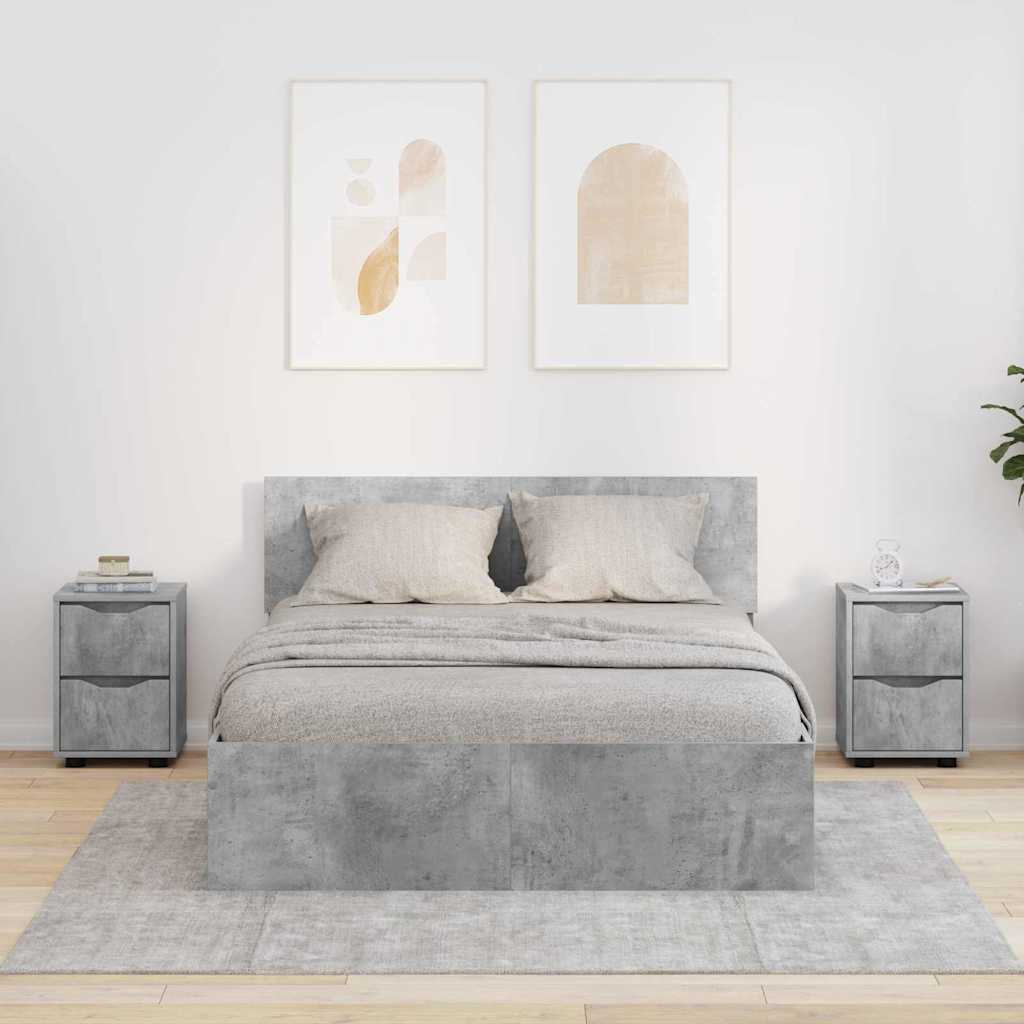 Sengeborde 2 pcs Beton Grå 30,5 x 30 x 43 cm Konstrueret træ