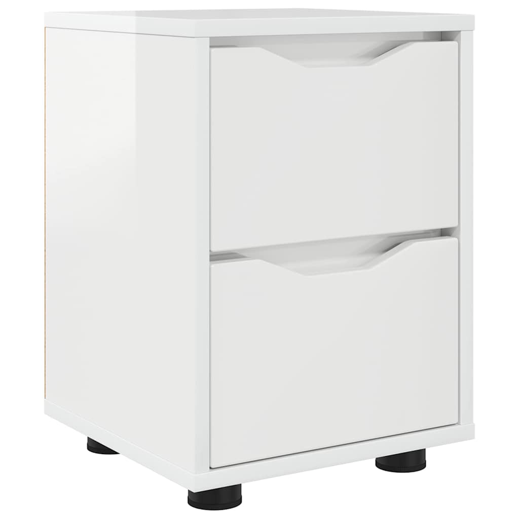 Sengebord Høj gloss hvid 30,5 x 30 x 43 cm Konstrueret træ