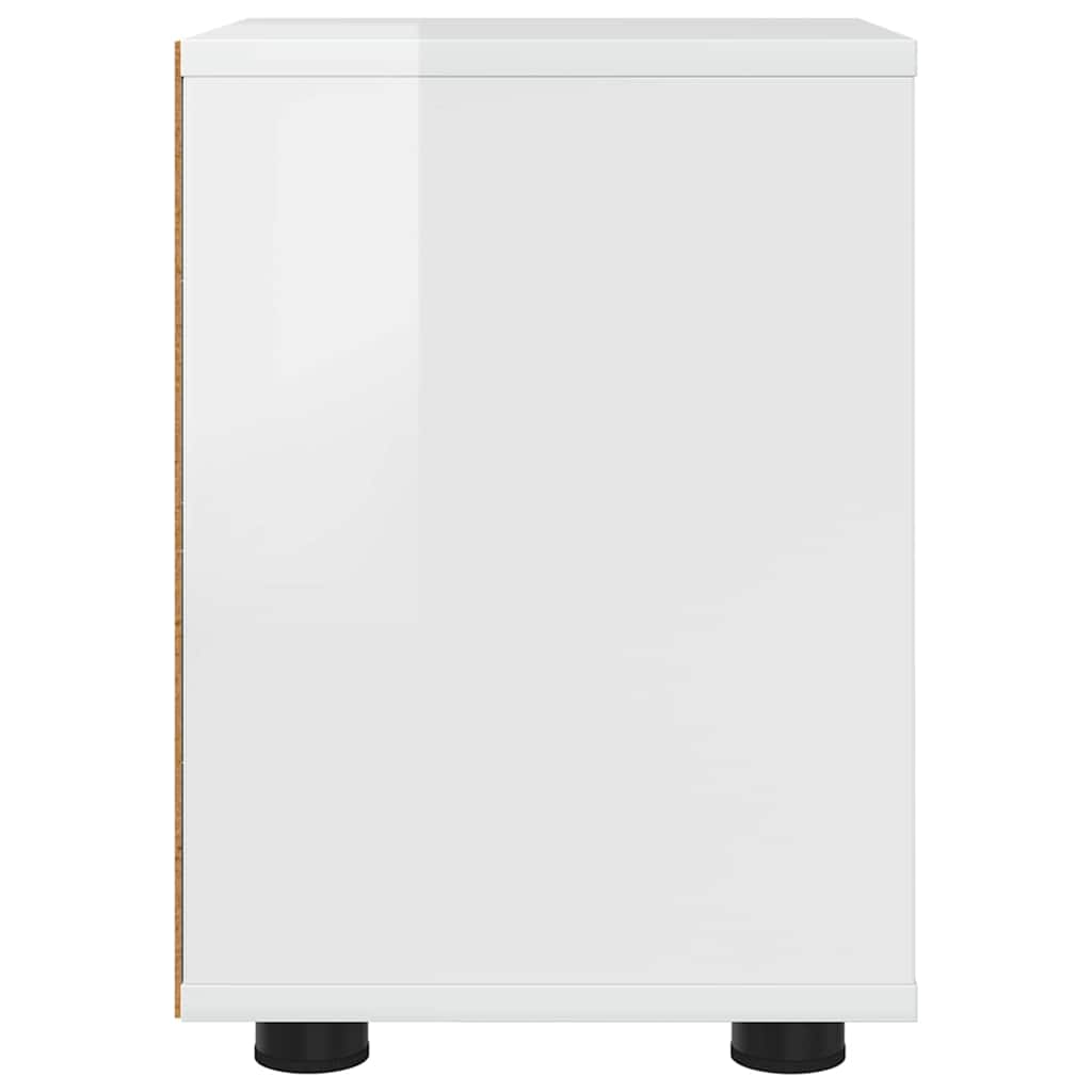 Sengebord Høj gloss hvid 30,5 x 30 x 43 cm Konstrueret træ