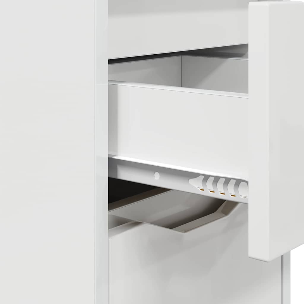 Sengeborde med skuffe 2 pcs Høj gloss hvid 30,5 x 30 x 43 cm