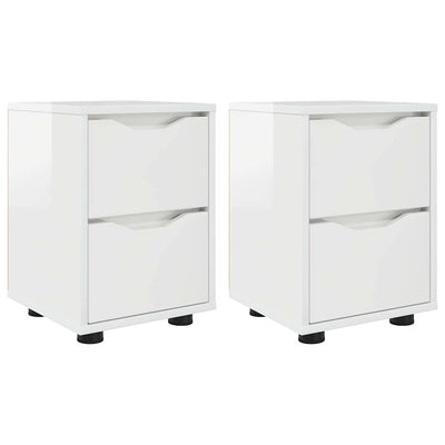 Sengeborde med skuffe 2 pcs Høj gloss hvid 30,5 x 30 x 43 cm