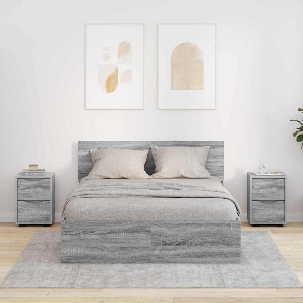 Sengeborde 2 pcs Grå Sonoma 30,5 x 30 x 43 cm Konstrueret træ