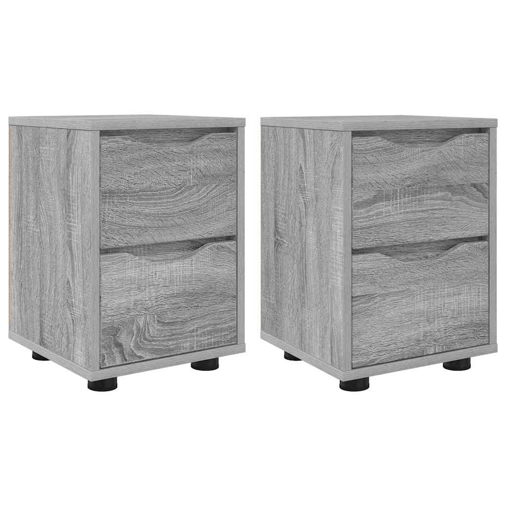 Sengeborde 2 pcs Grå Sonoma 30,5 x 30 x 43 cm Konstrueret træ
