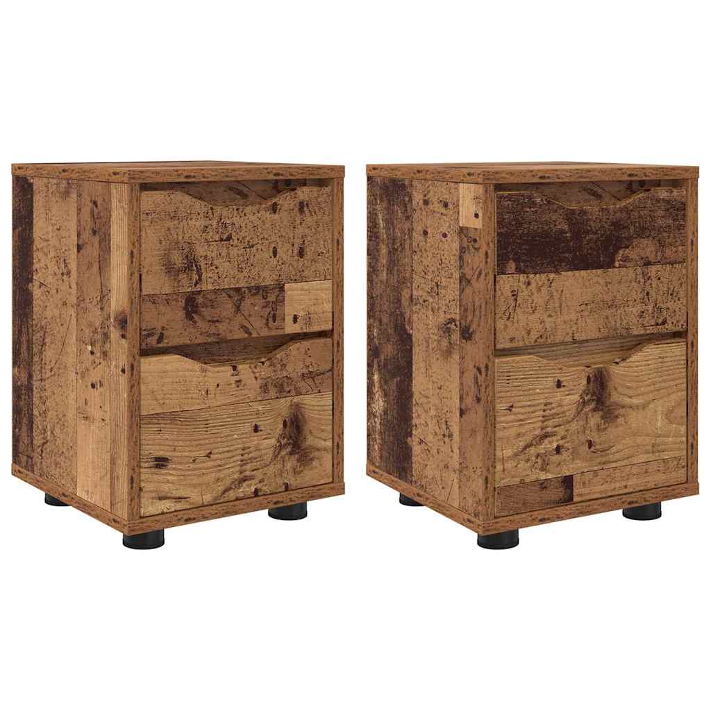 Sengeborde 2 pcs Gammelt træ 30,5 x 30 x 43 cm Konstrueret træ