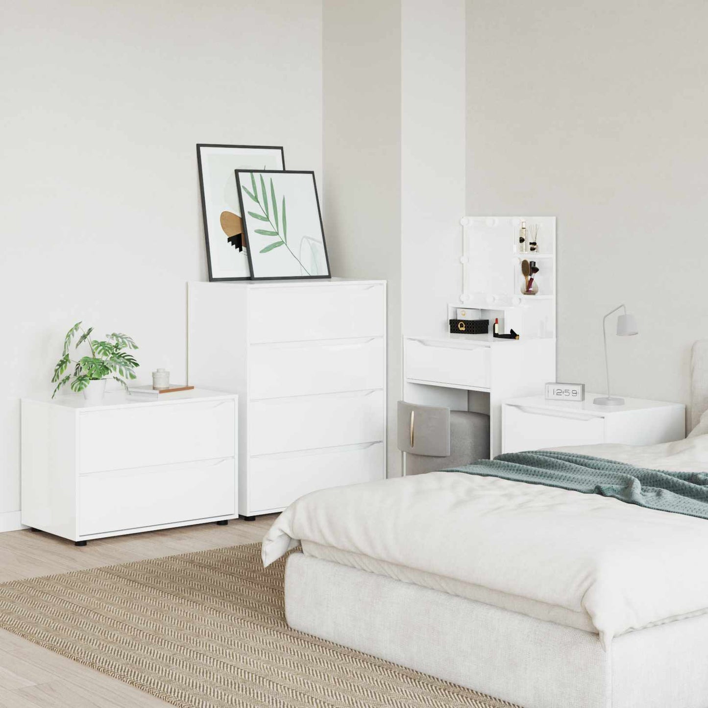 Opbevaringsskab Høj gloss hvid 80 x 48 x 57 cm Konstrueret træ