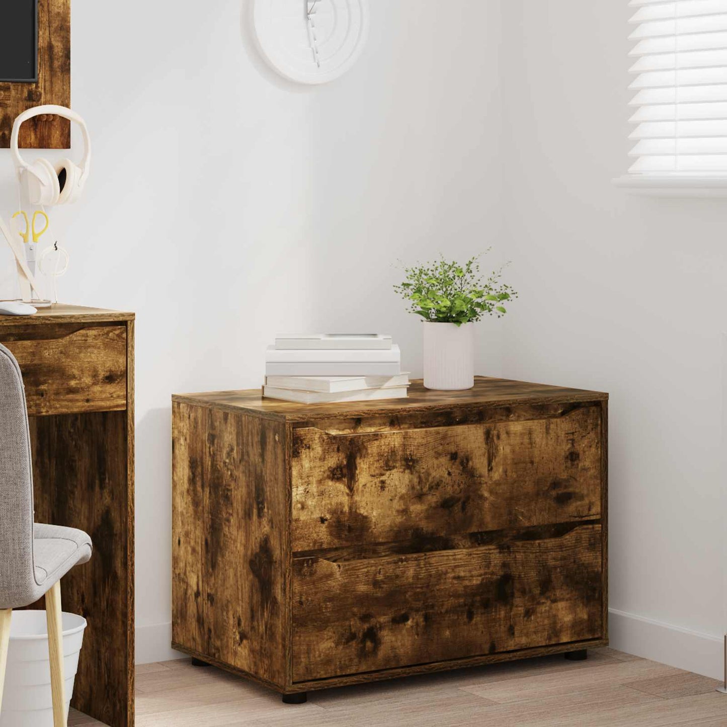 Opbevaringsskab Røget eg 80 x 48 x 57 cm Konstrueret træ