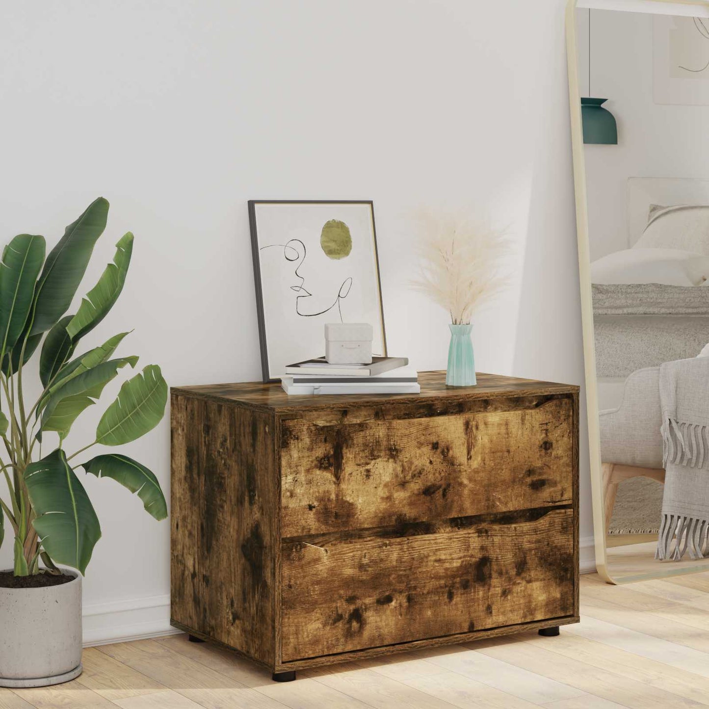 Opbevaringsskab Røget eg 80 x 48 x 57 cm Konstrueret træ