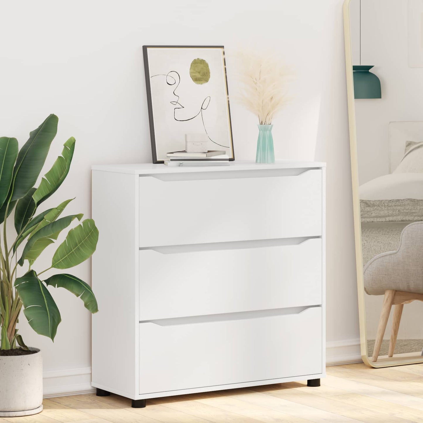Opbevaringsskab Hvid 80 x 31 x 81 cm Konstrueret træ
