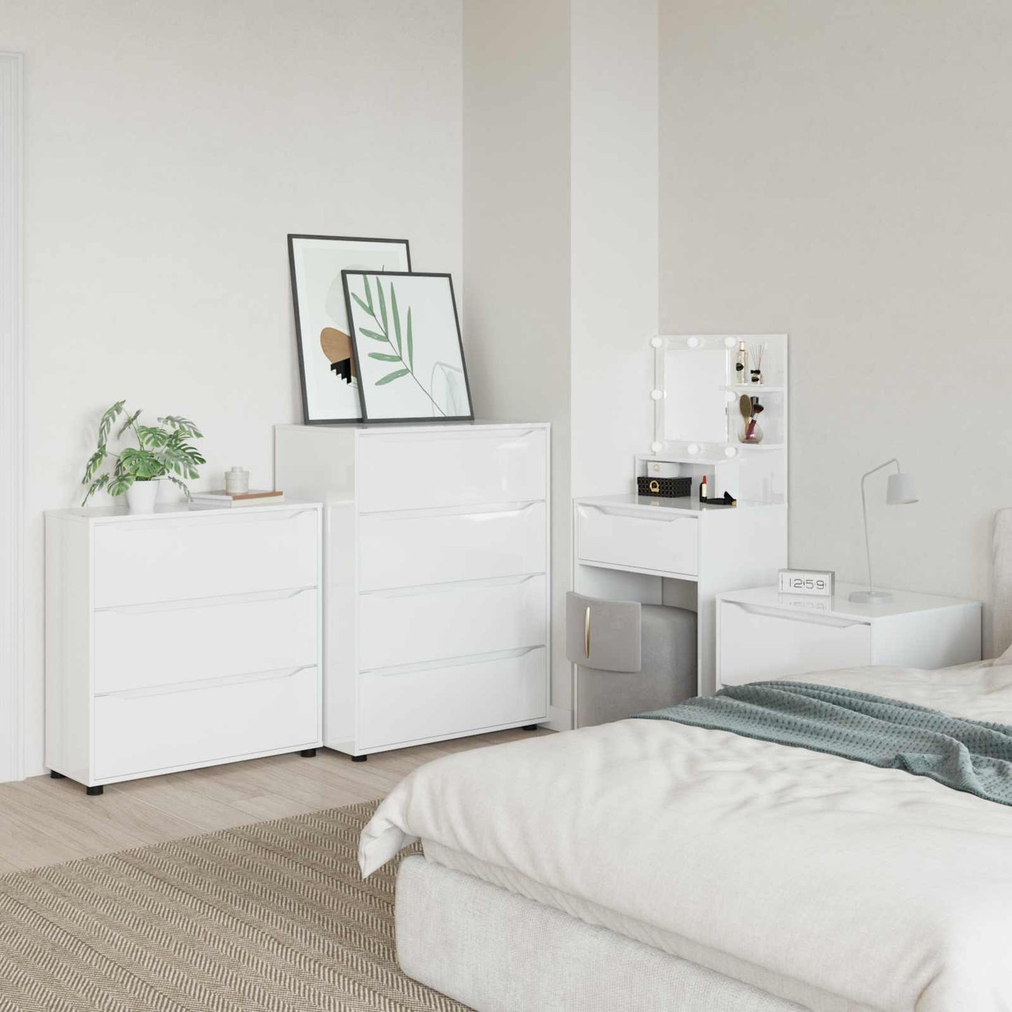 Opbevaringsskab Høj gloss hvid 80 x 31 x 81 cm Konstrueret træ