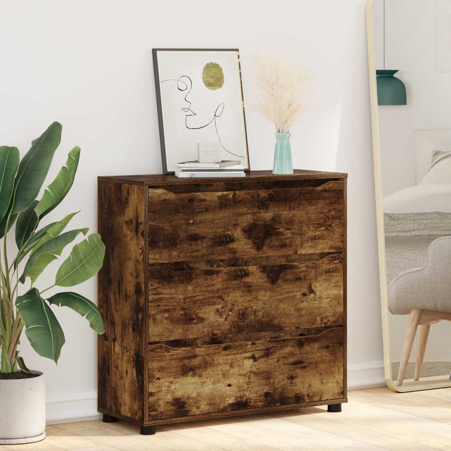 Opbevaringsskab Røget eg 80 x 31 x 81 cm Konstrueret træ