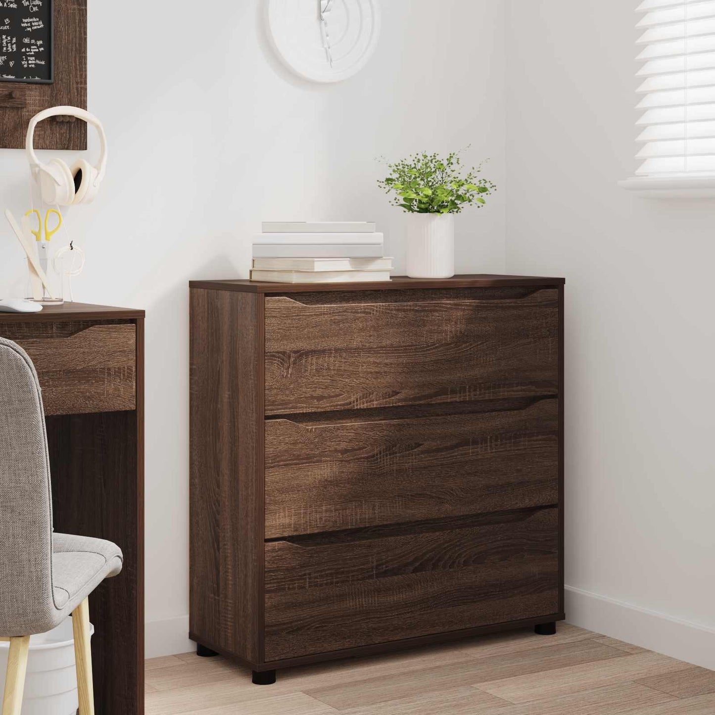 Opbevaringsskab 80 x 31 x 81 cm Konstrueret træ Brun eg