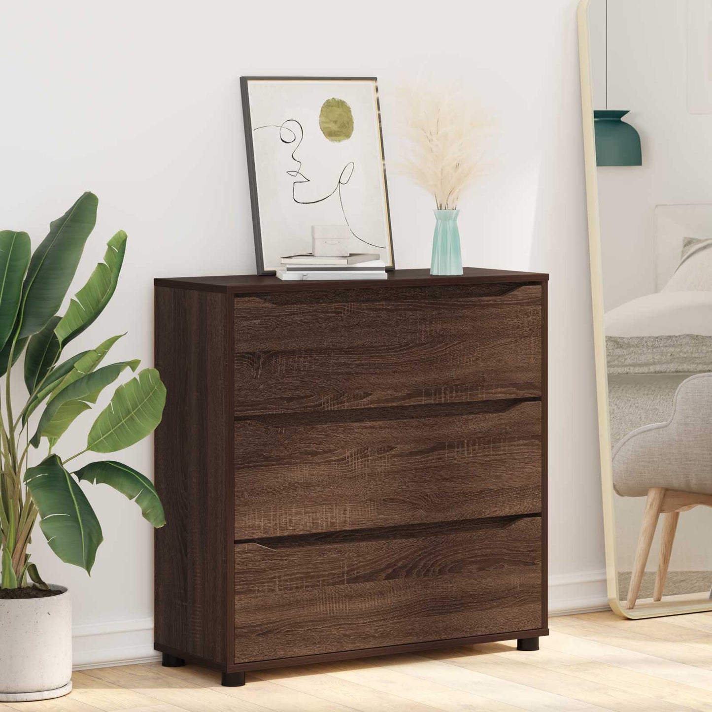 Opbevaringsskab 80 x 31 x 81 cm Konstrueret træ Brun eg