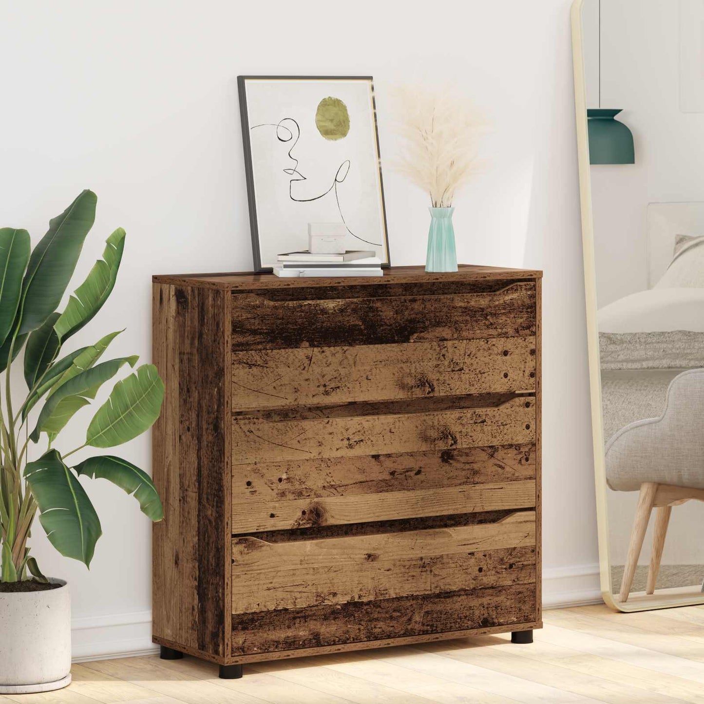Opbevaringsskab Gammelt træ 80 x 31 x 81 cm Konstrueret træ