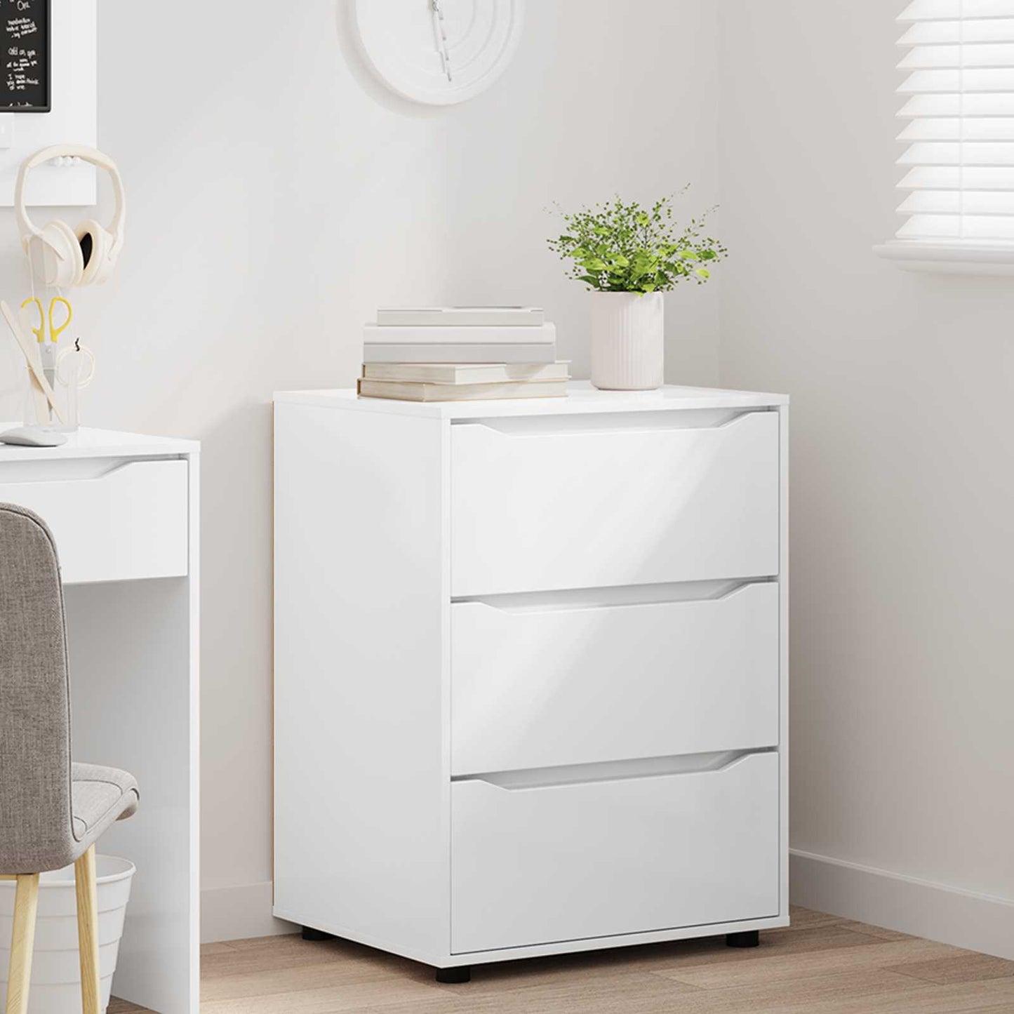 Opbevaringsskab Høj gloss hvid 60 x 48 x 81 cm Konstrueret træ