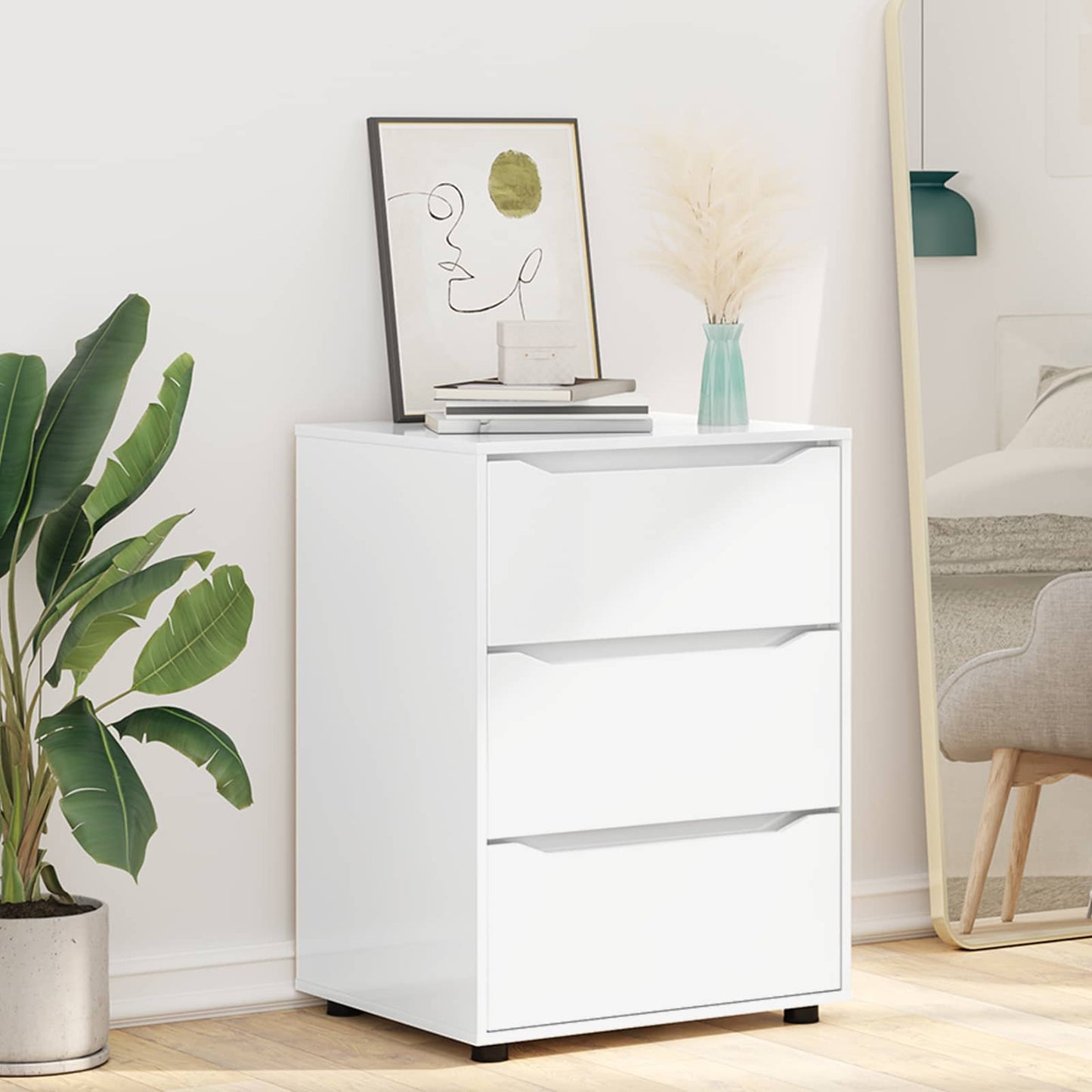 Opbevaringsskab Høj gloss hvid 60 x 48 x 81 cm Konstrueret træ