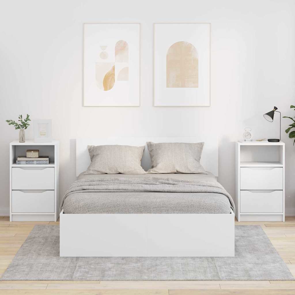 Sengeborde 2 pcs Hvid 40 x 30 x 467 cm Konstrueret træ