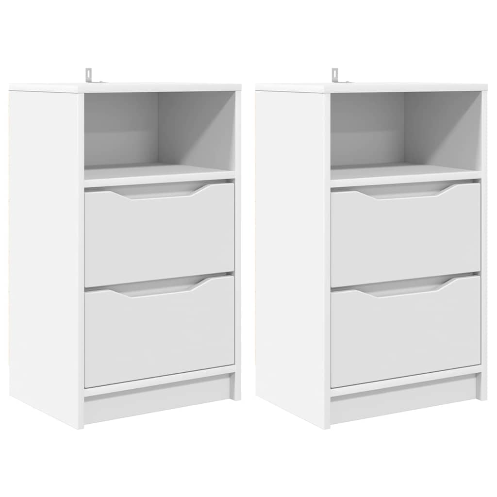 Sengeborde 2 pcs Hvid 40 x 30 x 467 cm Konstrueret træ
