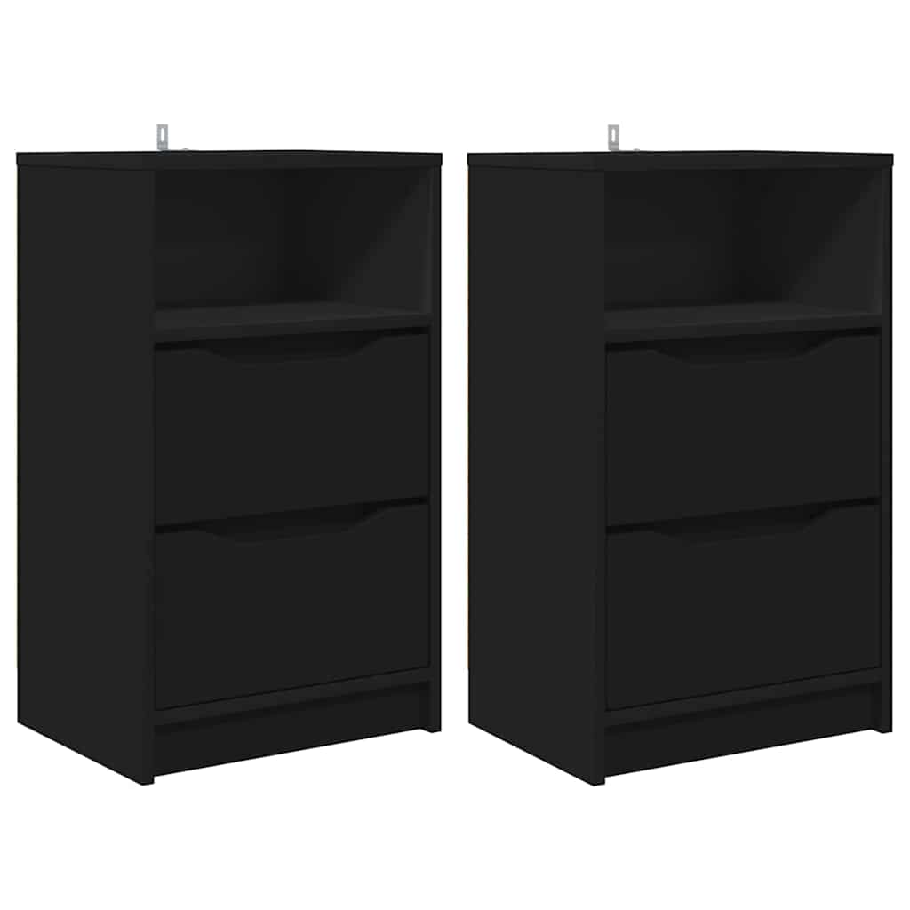 Sengeborde 2 pcs Sort 40 x 30 x 467 cm Konstrueret træ
