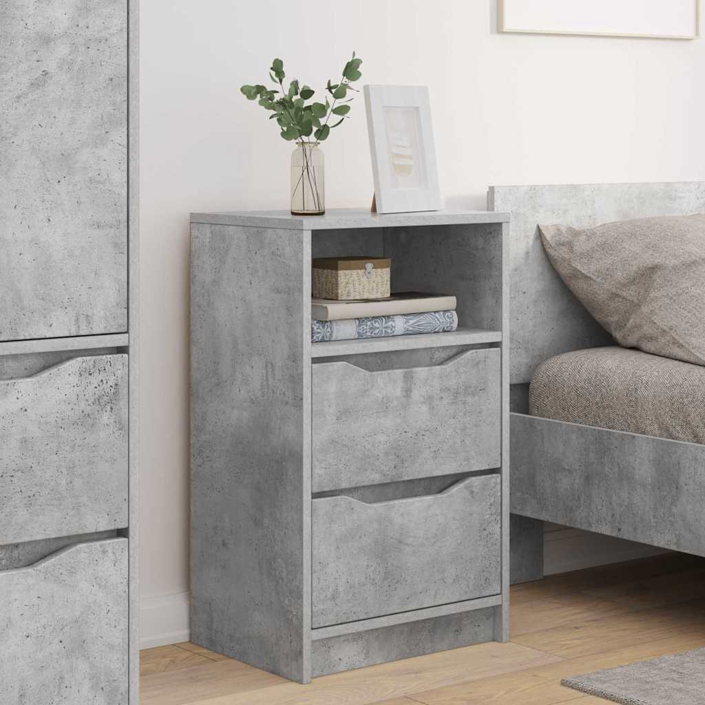 Sengeborde 2 pcs Beton Grå 40 x 30 x 467 cm Konstrueret træ