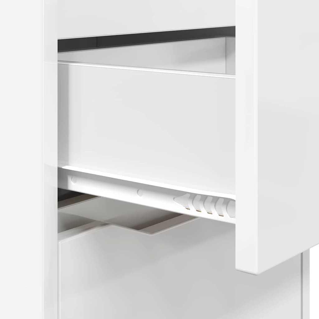 Sengeborde med skuffe 2 pcs Høj gloss hvid 40 x 30 x 467 cm