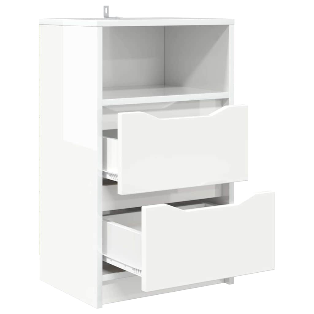 Sengeborde med skuffe 2 pcs Høj gloss hvid 40 x 30 x 467 cm