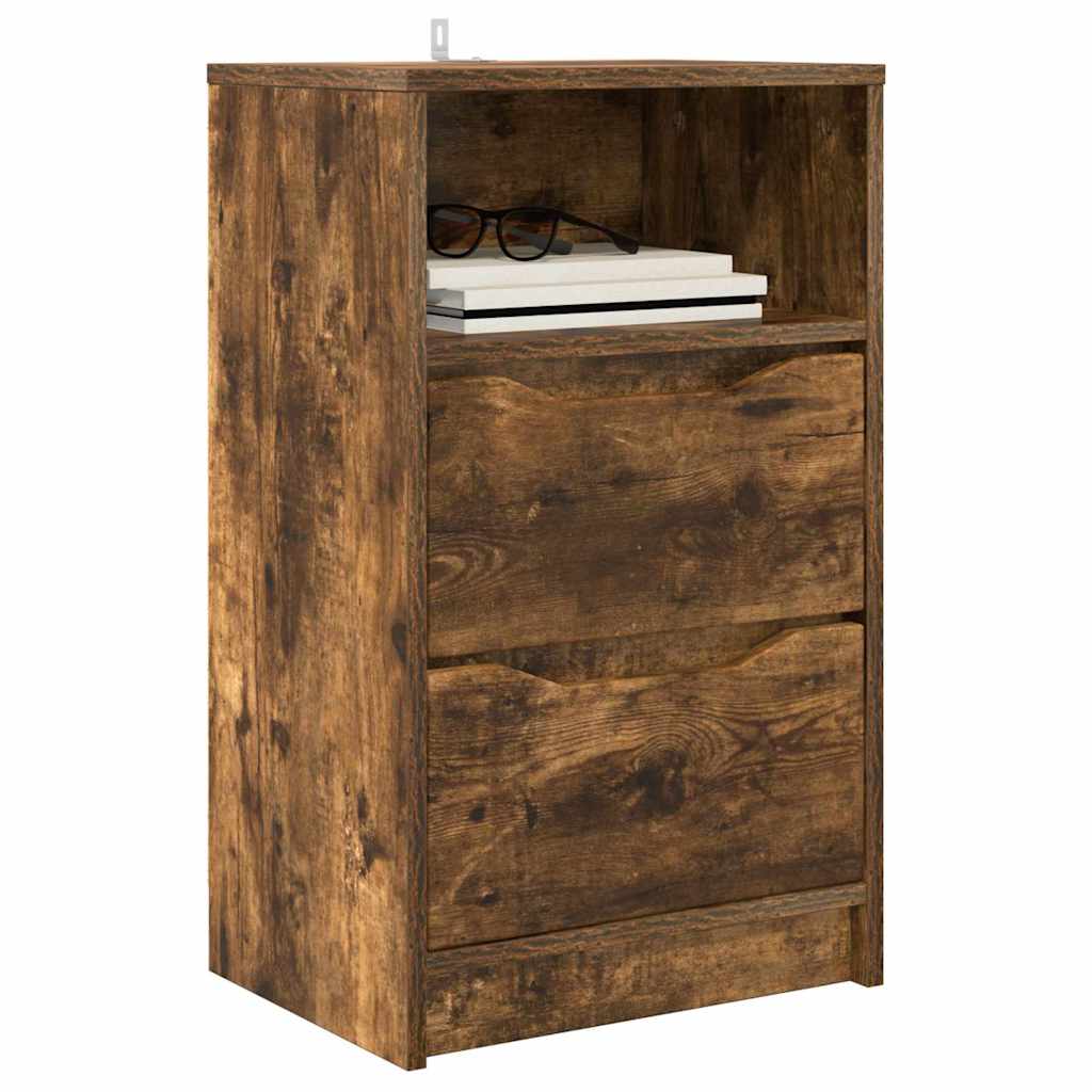 Sengeborde 2 pcs Røget eg 40 x 30 x 467 cm Konstrueret træ