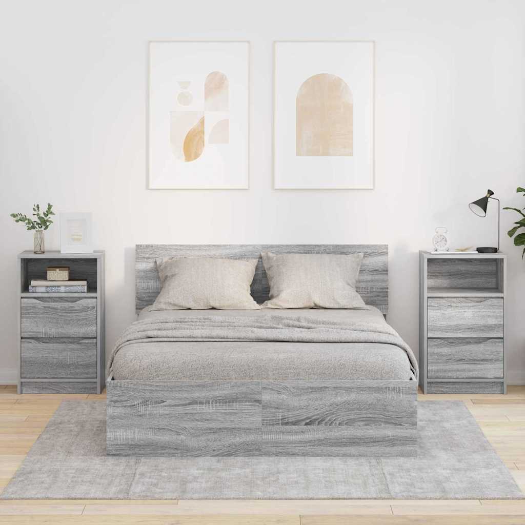 Sengeborde 2 pcs Grå Sonoma 40 x 30 x 467 cm Konstrueret træ