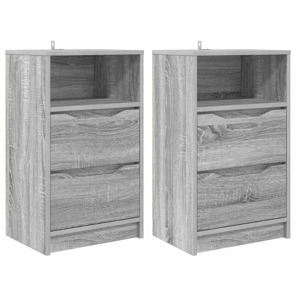 Sengeborde 2 pcs Grå Sonoma 40 x 30 x 467 cm Konstrueret træ
