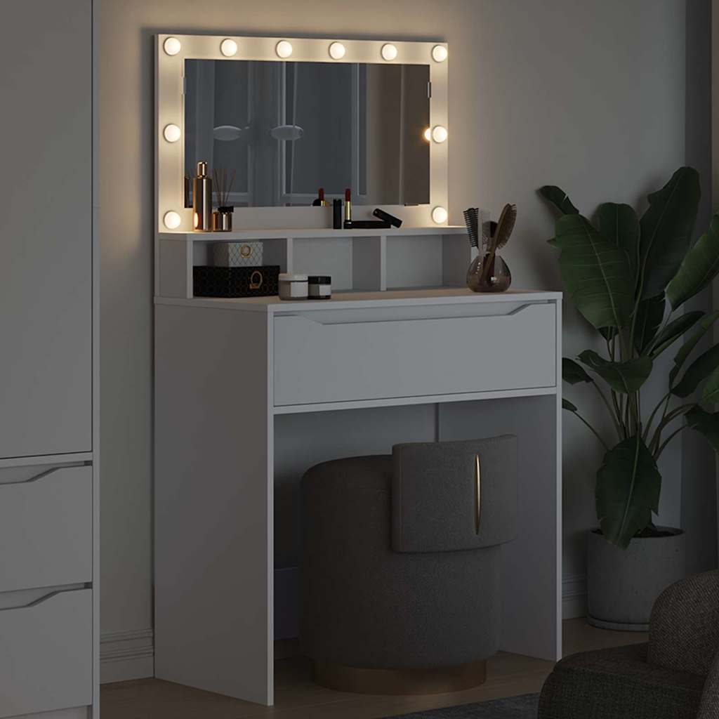 Soveværelsessminkeborde Hvid 80 x 39,6 x 135 cm Konstrueret træ