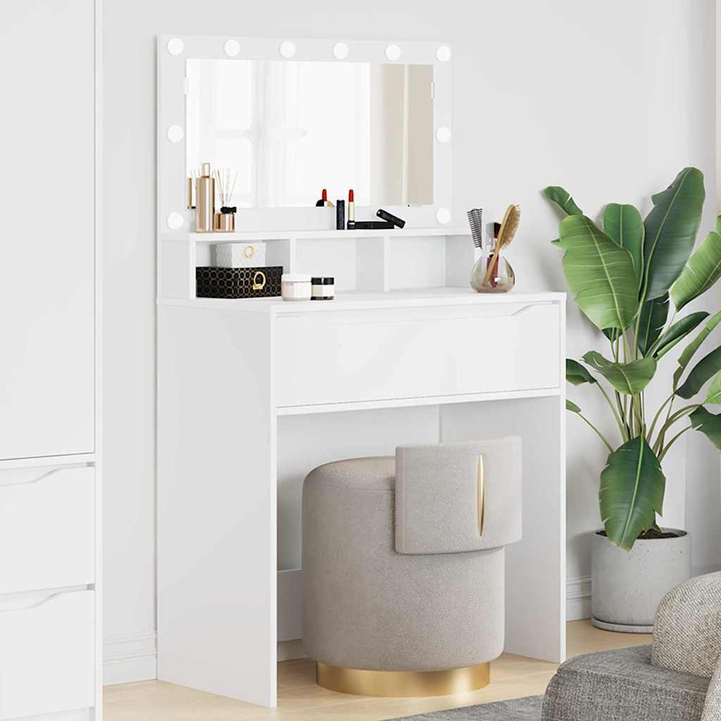 Soveværelsessminkeborde Hvid 80 x 39,6 x 135 cm Konstrueret træ