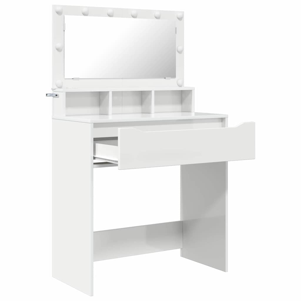 Soveværelsessminkeborde Høj gloss hvid 80 x 39,6 x 135 cm