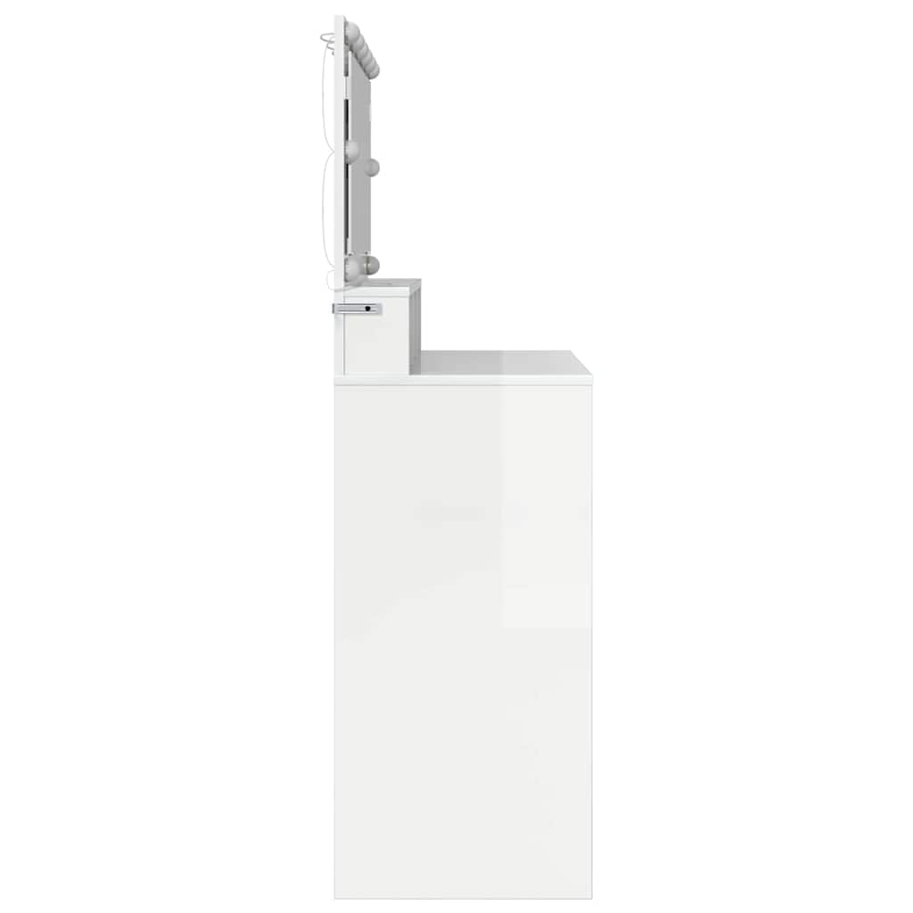 Soveværelsessminkeborde Høj gloss hvid 80 x 39,6 x 135 cm