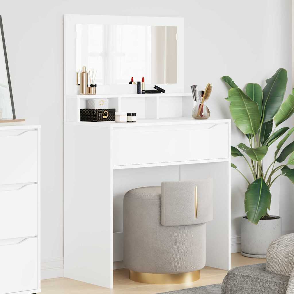 Soveværelsessminkeborde Hvid 80 x 39,6 x 135 cm Konstrueret træ