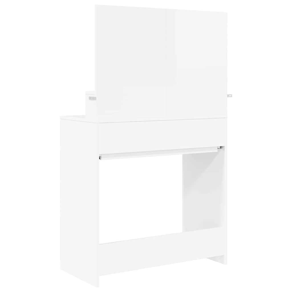 Soveværelsessminkeborde Høj gloss hvid 80 x 39,6 x 135 cm