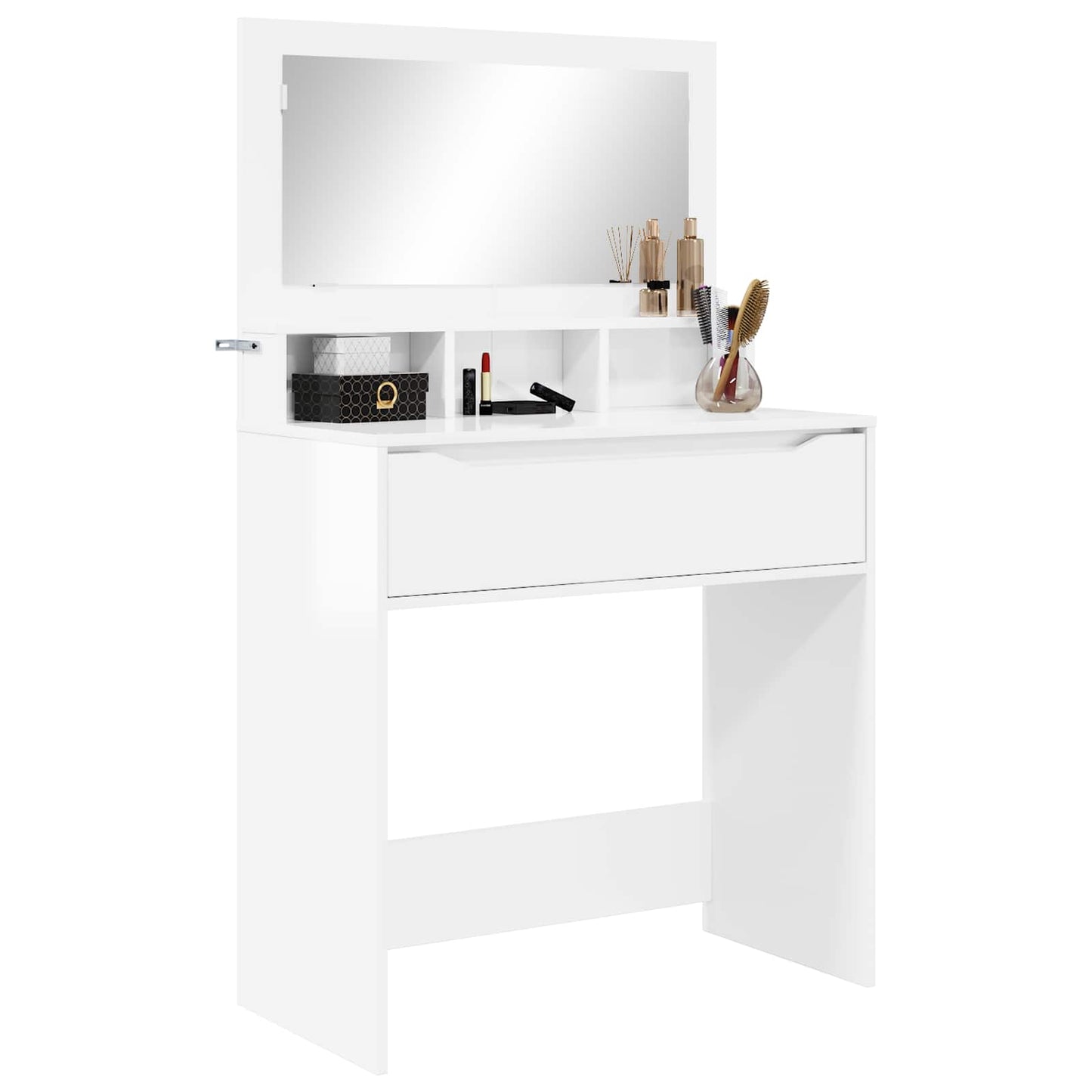 Soveværelsessminkeborde Høj gloss hvid 80 x 39,6 x 135 cm