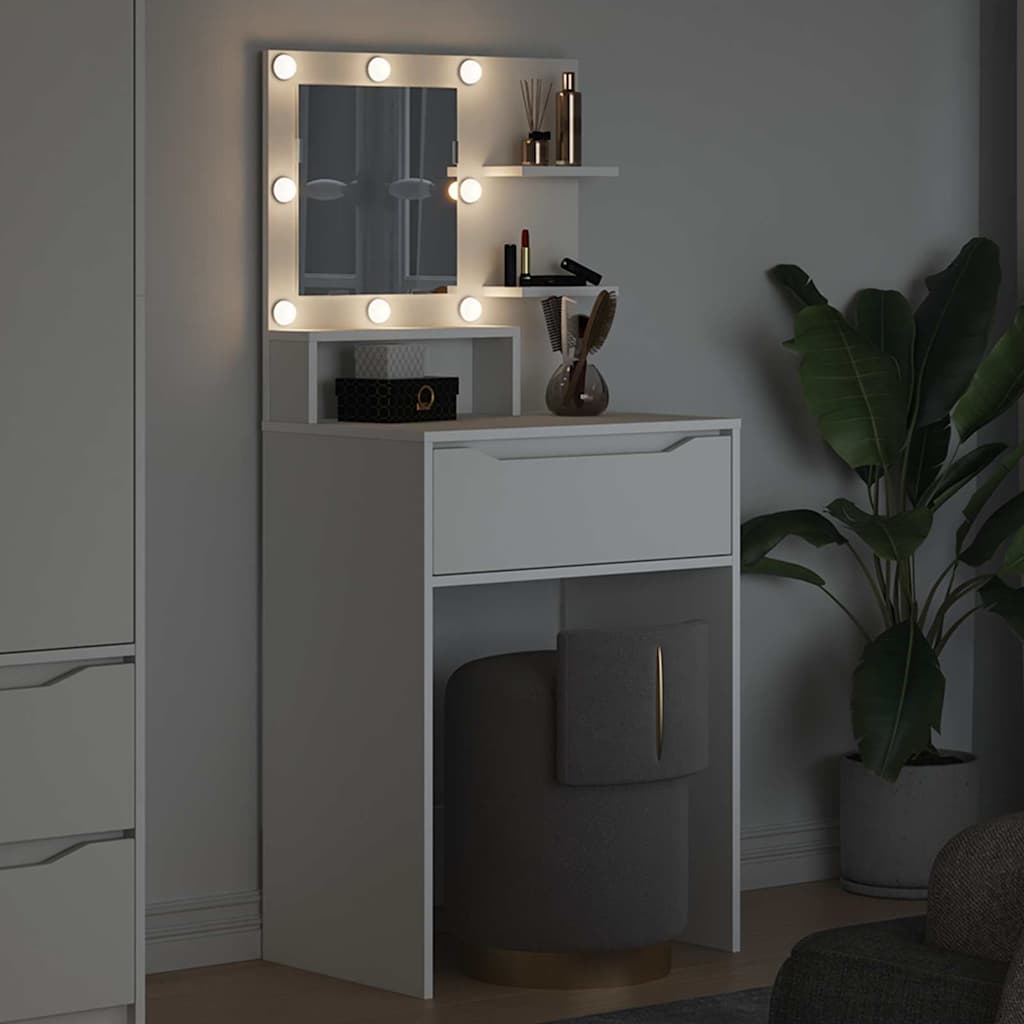 Soveværelsessminkeborde Hvid 80 x 39,6 x 135 cm Konstrueret træ