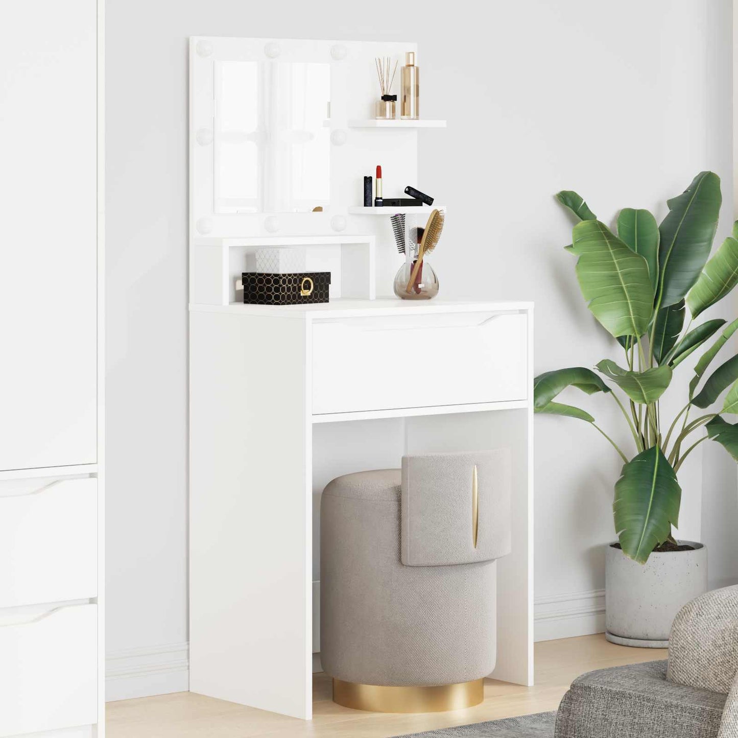 Soveværelsessminkeborde Hvid 80 x 39,6 x 135 cm Konstrueret træ