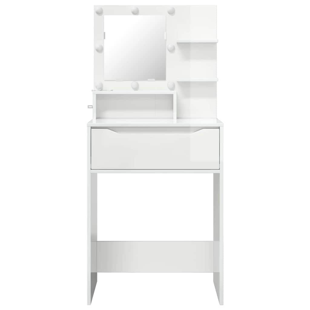 Soveværelsessminkeborde Høj gloss hvid 80 x 39,6 x 135 cm
