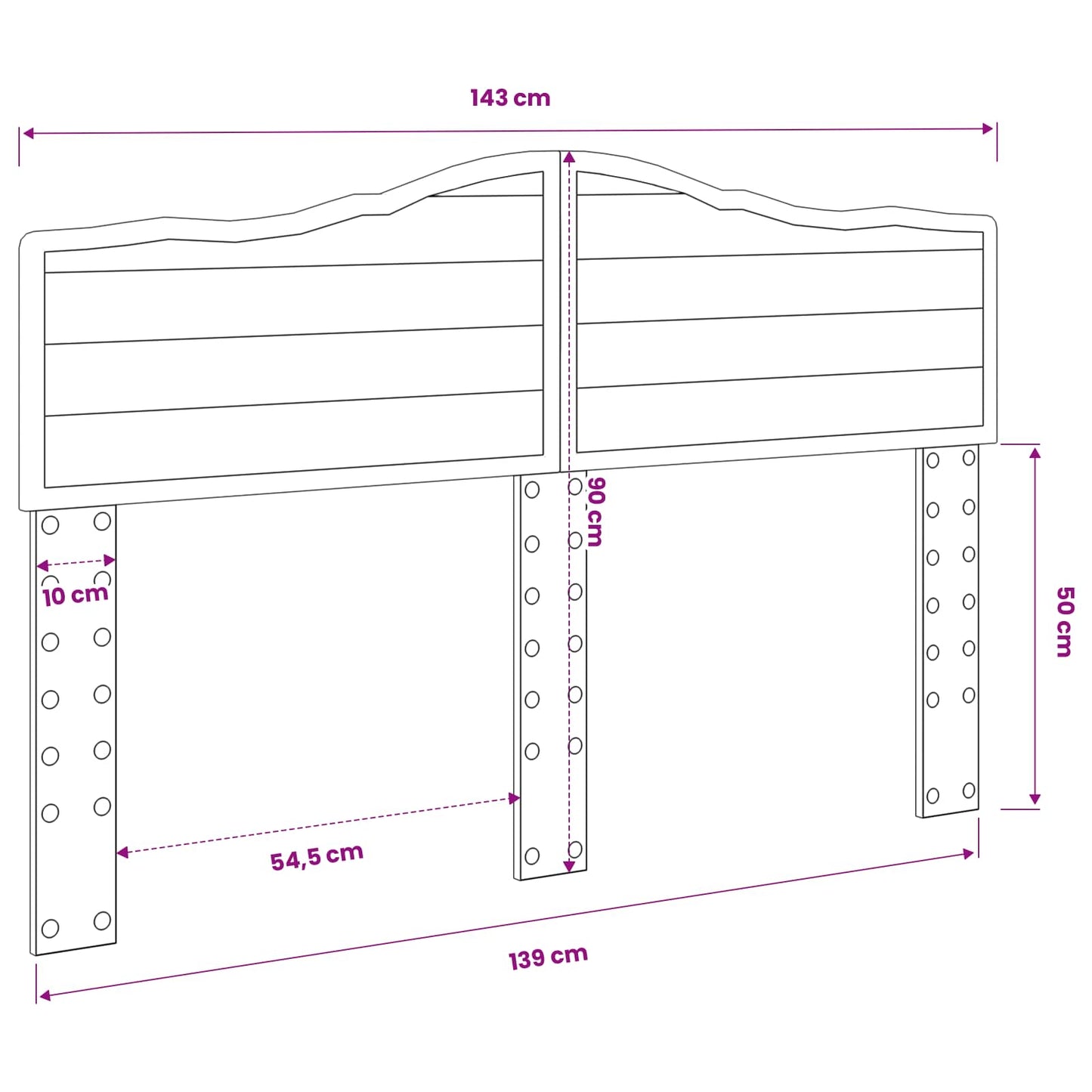 Hovedgærde Hvid Konstrueret træ