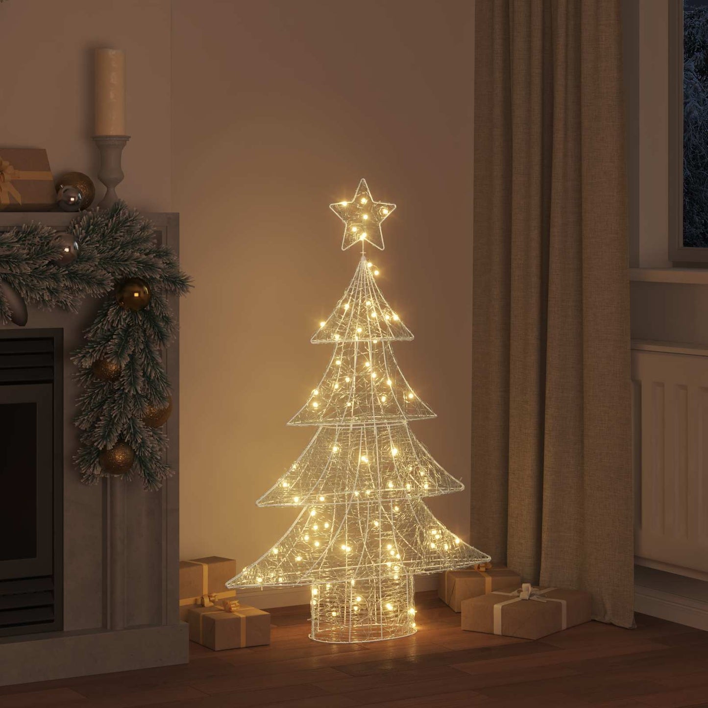 Juletræ med 100 LED'er Varm hvid 120 cm Akryl