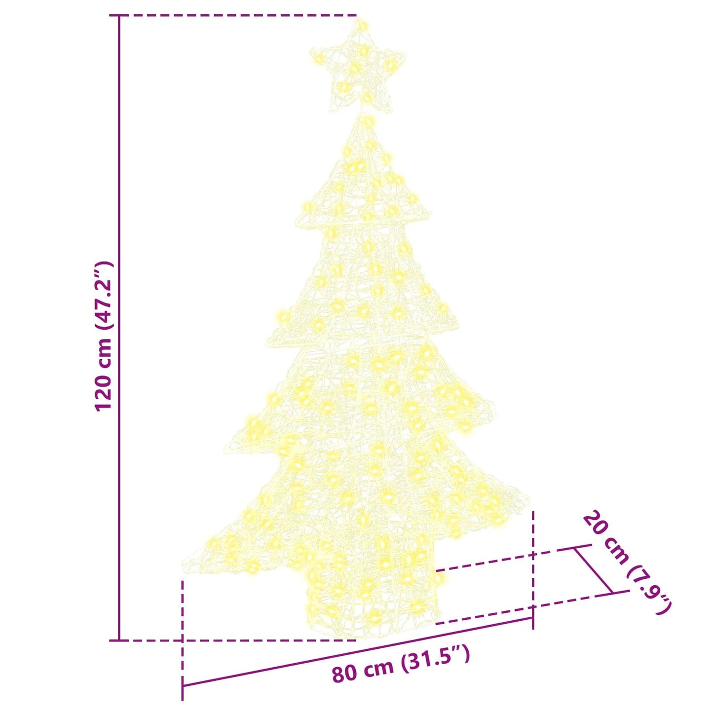 Juletræ med 100 LED'er Varm hvid 120 cm Akryl