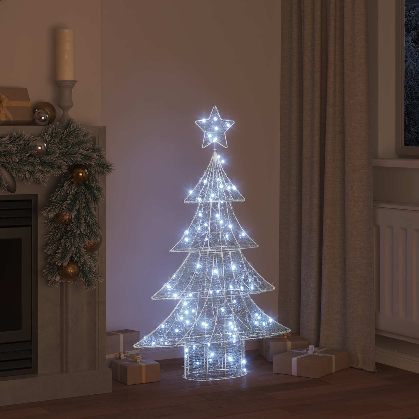 Juletræ med 100 LED'er Kold hvid 120 cm Akryl