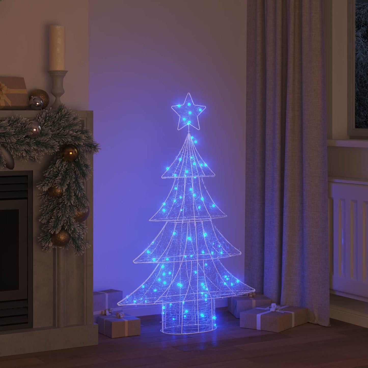 Juletræ med 100 LED'er Blå 120 cm Akryl